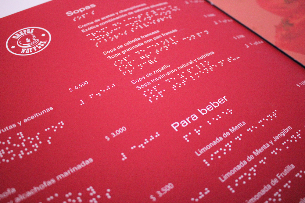 Cartas de Menú Braille